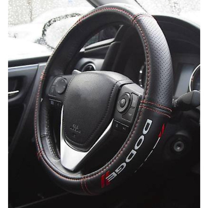 Plasticolor Dodge Deluxe Steering Wheel Cover, Leather-Like, Fits 14.5-15.5"