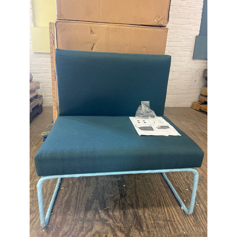 31 x 23 x 27 Inch Green Cushioned Modern Chairs with Black Metal Legs