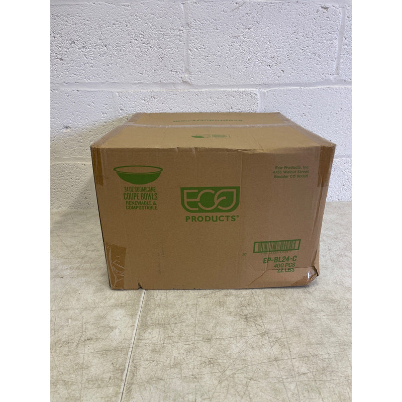 Eco-Products 24 oz. White Compostable Sugarcane Coupe Bowl - 400/Case epbl24c
