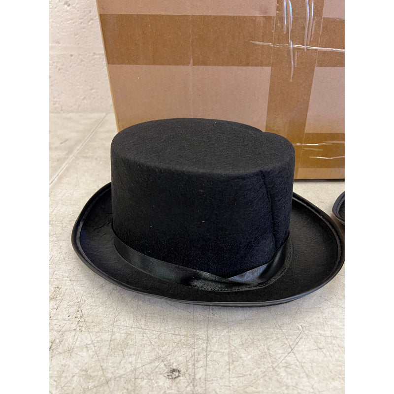 Set-of-20 Felt Top Hats for Magician, Derby, Costume Victorian Ringmaster, Black