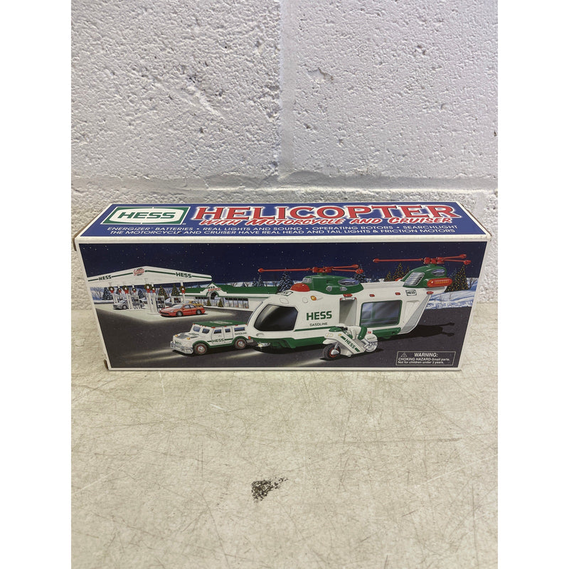 2001 Hess Helicopter with Motorcycle and Cruiser New in Original Box Rare HTF