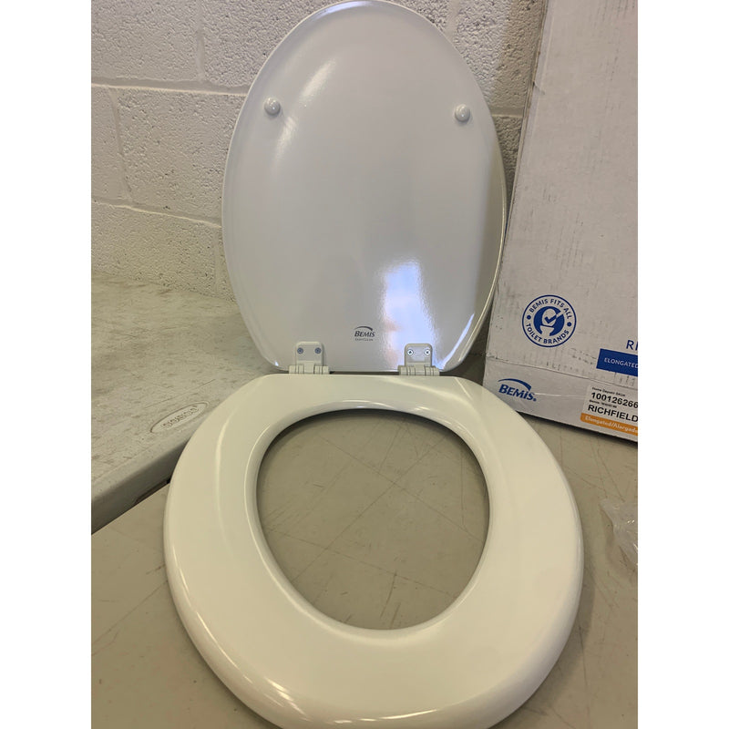 BEMIS Richfield Elongated Toilet Seat in White  Enameled Wood Closed Front