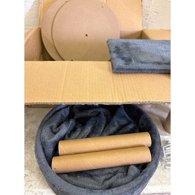 Small Cat Tower with Dangling Ball, Scratching Post, Perches, Cave, & Bed - Gray