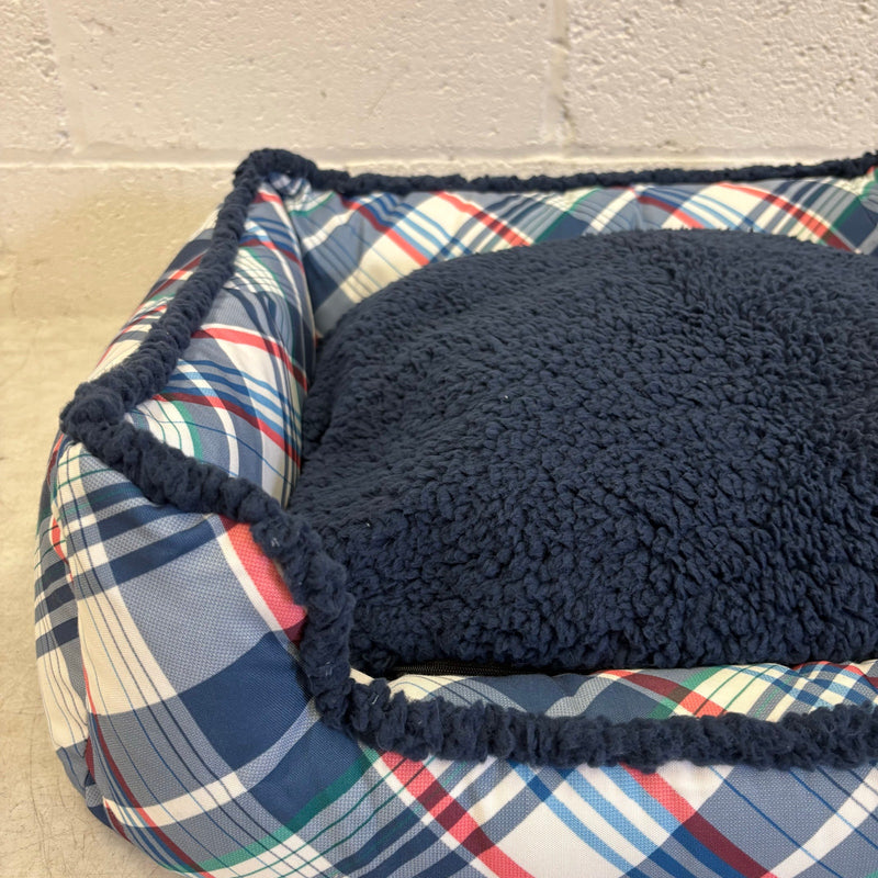 Nautica Rectangle Pet Bed 24" x 22" x 8" Dog Bed Plaid Multicolor Design - Small