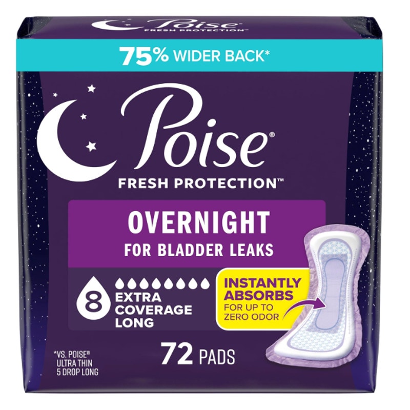 72-Count Poise Overnight Incontinence & Postpartum Pads for Bladder Leaks