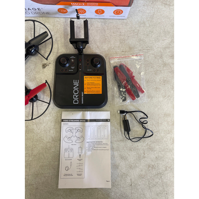 Sharper Image Drone Mach X Outdoor Video Streaming Camera 200 Ft Range - Black