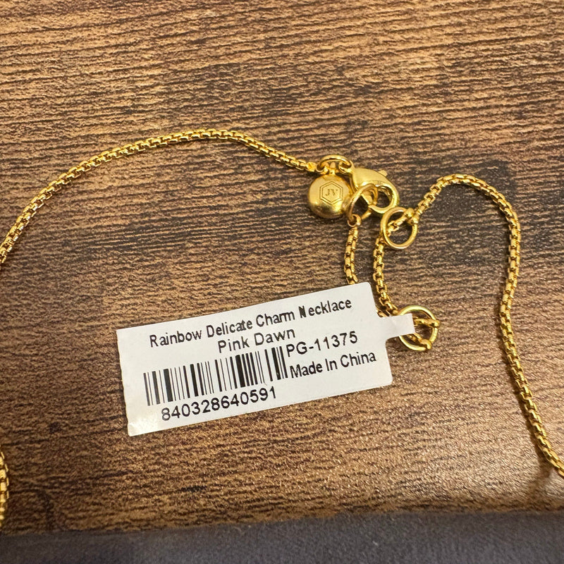 Julie Vos Rainbow Delicate Charm Necklace, 24K Gold Plated, Adjustable Pink Dawn