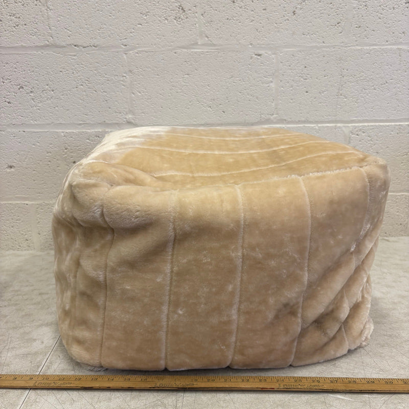 Soft Plush Pouf Ottoman Chair, 22"W x 22"L x 13"H, Living Room - Tan Box Design