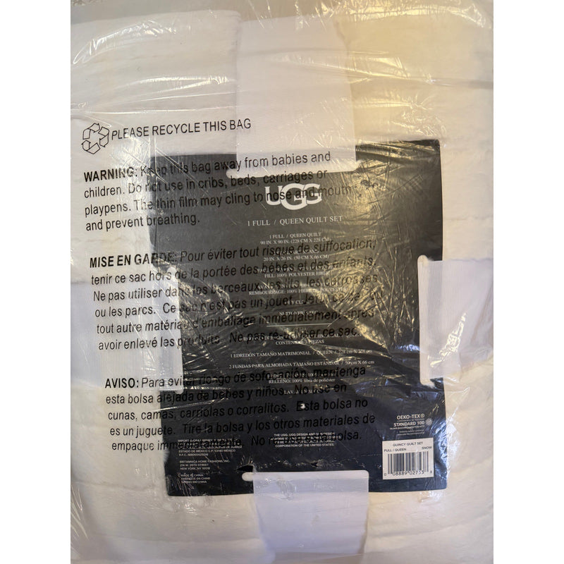 UGG Quincy 3pc Full/Queen Quilt Set, 1 Quilt & 2 Shams, Soft & Cozy - White