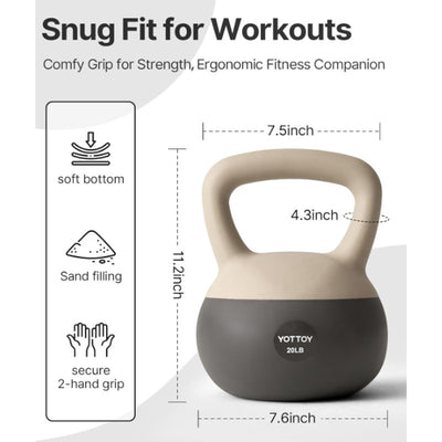 YOTTOY 25 lbs Soft Kettlebell for Strength Training Kettlebell Soft-Sided