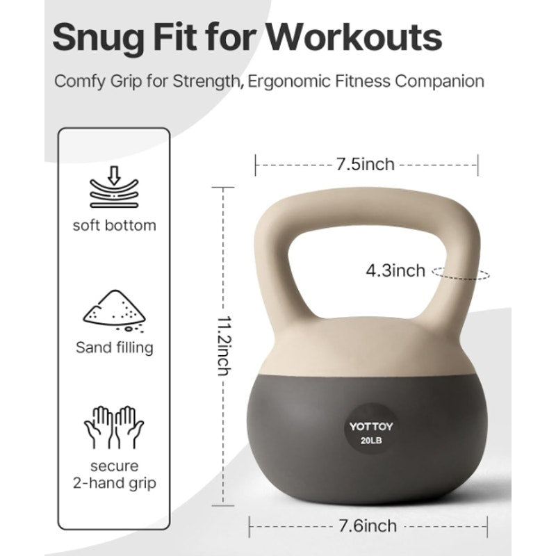 YOTTOY 25 lbs Soft Kettlebell for Strength Training Kettlebell Soft-Sided