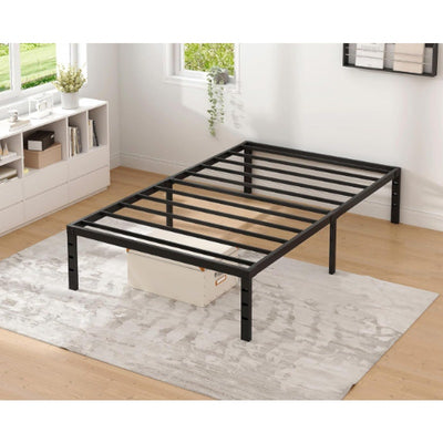 New Jeto 14" Metal Bed Frame, Twin Size Bed Frame w Storage Space, Heavy Duty