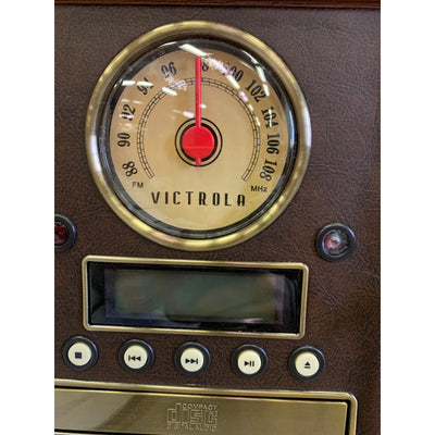 Victrola Aviator 8-in-1 Bluetooth Record Player & Multimedia Center Mahogany