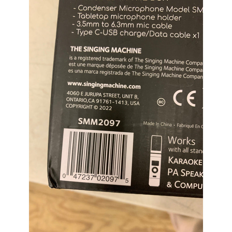 Singing Machine Condenser Microphone  Professional Universal   SMM2097