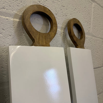 Set-of-4 White Lacquer 40" Charcuterie Boards from Mango Wood, Serving Trays