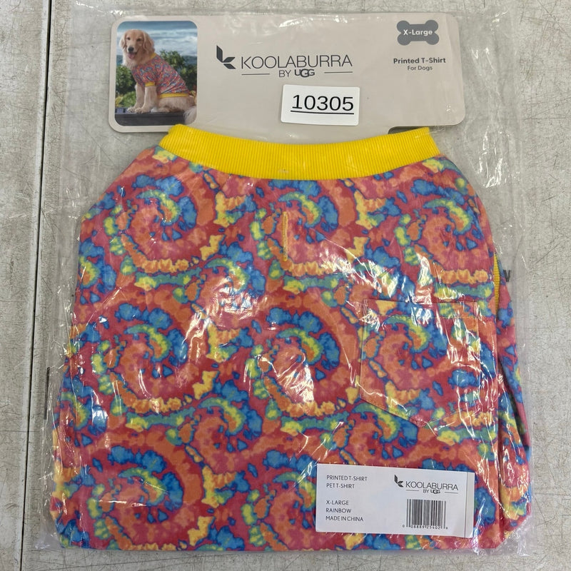 Koolaburra by UGG Printed Pet T-Shirt Dog Clothes - 20-21" Collar, Rainbow - XL