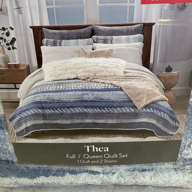 Koolaburra by UGG Thea 3pc Quilt Set Quilt & 2 Shams, Full/Queen - Blue Abstract