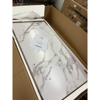 Tribesigns 47" Rectangle Coffee Table w Faux Marble Top & Gold Base- White