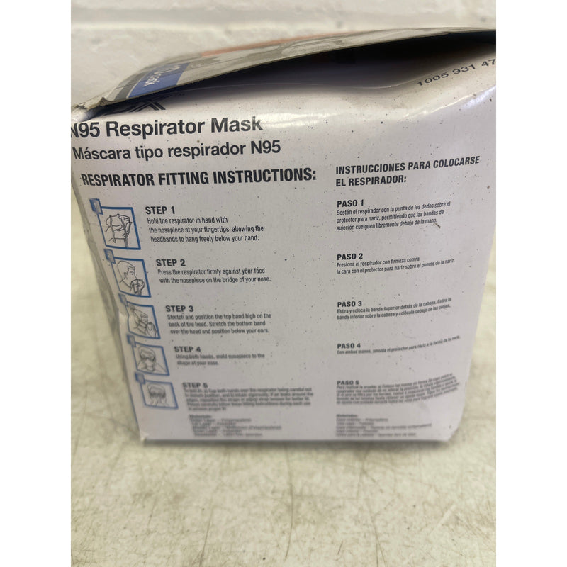 LOT-OF-40 HDX N95 Disposable Adult Respirator Mask Head Strap Medium/Large White