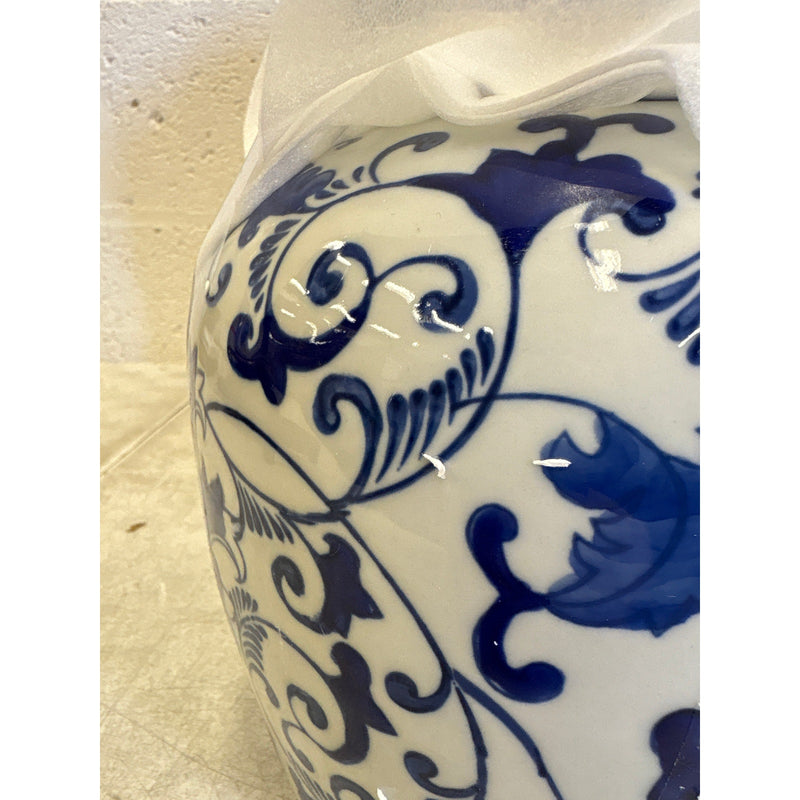 XINGYAN Exquisite Handmade Round Blue/White Porcelain Jar w Lid, Kitchen Storage