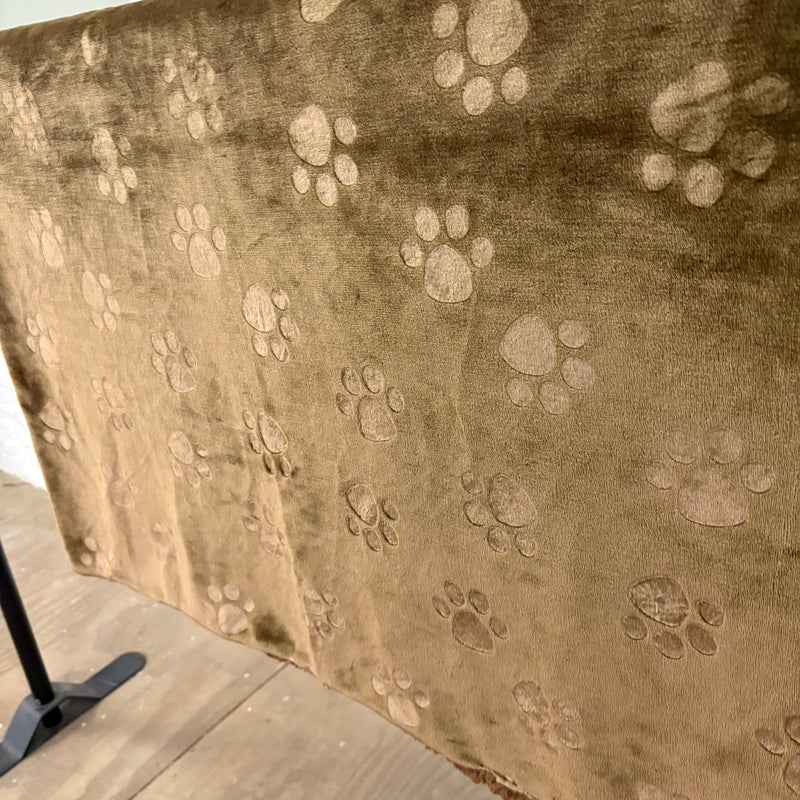 Ugg Dog Blanket 40" x 50" Paw Print Design Dual Sided Fluffy & Soft Side - Brown