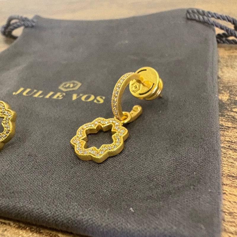 Julie Vos Odette Hoop & Charm Earring, 24K Gold Plated, Cubic Zirconia, Hoop