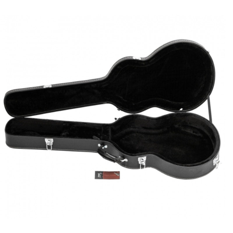 Glarry High-End Fine-Grain PU Leather Hard Guitar Case with Key Lock - Black