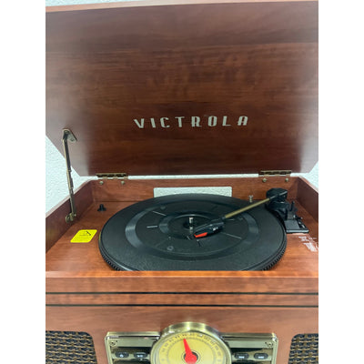 Victrola Lawrence 4-in-1 Bluetooth Record Player, Radio, Turntable, Wood Finish