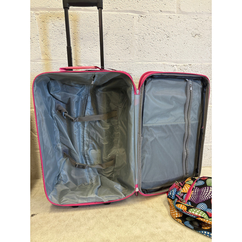 Rockland Rio 2pc Softside Carry On Luggage Set, Multicolor Heart Design - F102