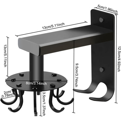 Kitchen Swivel Hooks, Wall-mounted Spatula and Spoon Hanging Rack, ALL BLACK