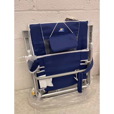 GCI Waterside Backpack Beach Chair, Foldable with Armrest - Nautical Blue