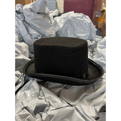 Pallet of 200+ Felt Top Hats for Magician, Derby, Costume Victorian Ringmaster, Black, NEW