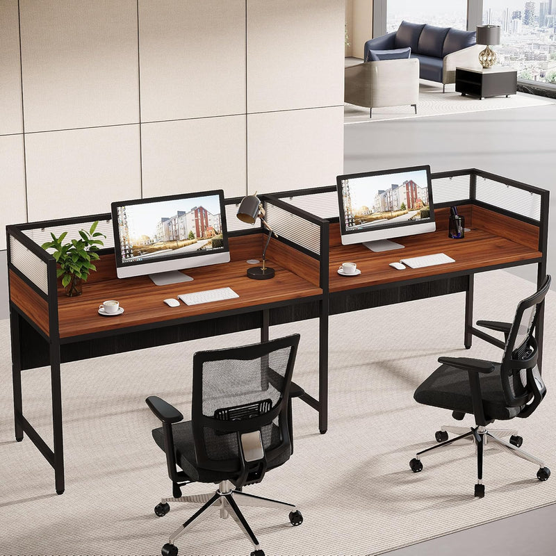 Tribesigns 94" 2 Person Office Desk w Privacy Panel Long Double Computer Desk