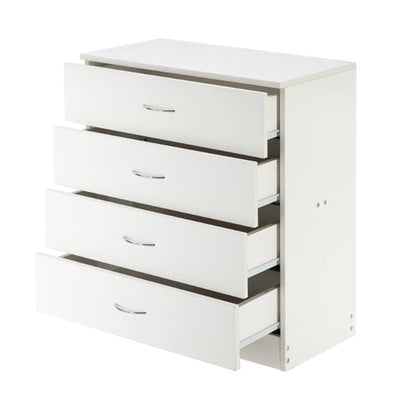Simple 4-Drawer Dresser White 25.98" x 13" x 28.7" Nightstand MDF Wood