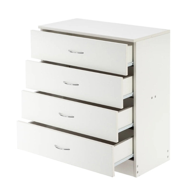 Simple 4-Drawer Dresser White 25.98" x 13" x 28.7" Nightstand MDF Wood
