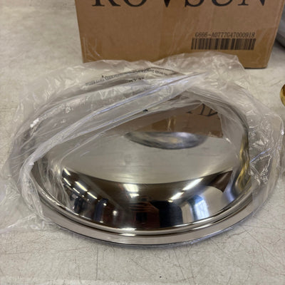 Set of 2 ROVSUN 5-QT Round Gold Chafing Dish Set w Stainless Steel Lid & Holder