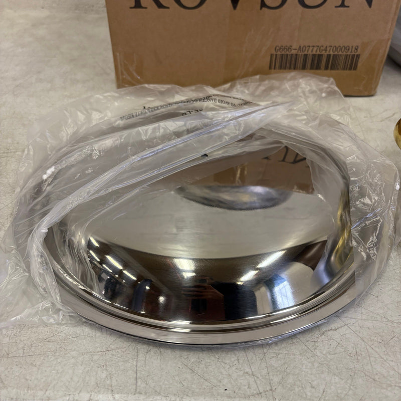 Set of 2 ROVSUN 5-QT Round Gold Chafing Dish Set w Stainless Steel Lid & Holder