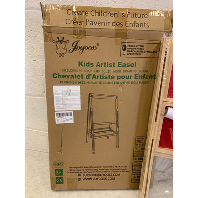 Joyooss Kids Easel Wooden Double-Sided with Paper Roll, Markers, Magnets, Clips, Eraser & MORE
