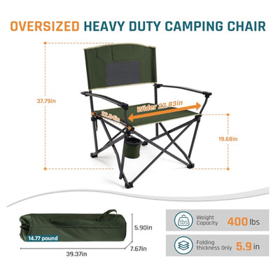 2-Pack DMH Outdoors Folding Camping Chair Heavy Duty Camping Chairs 400 lbs