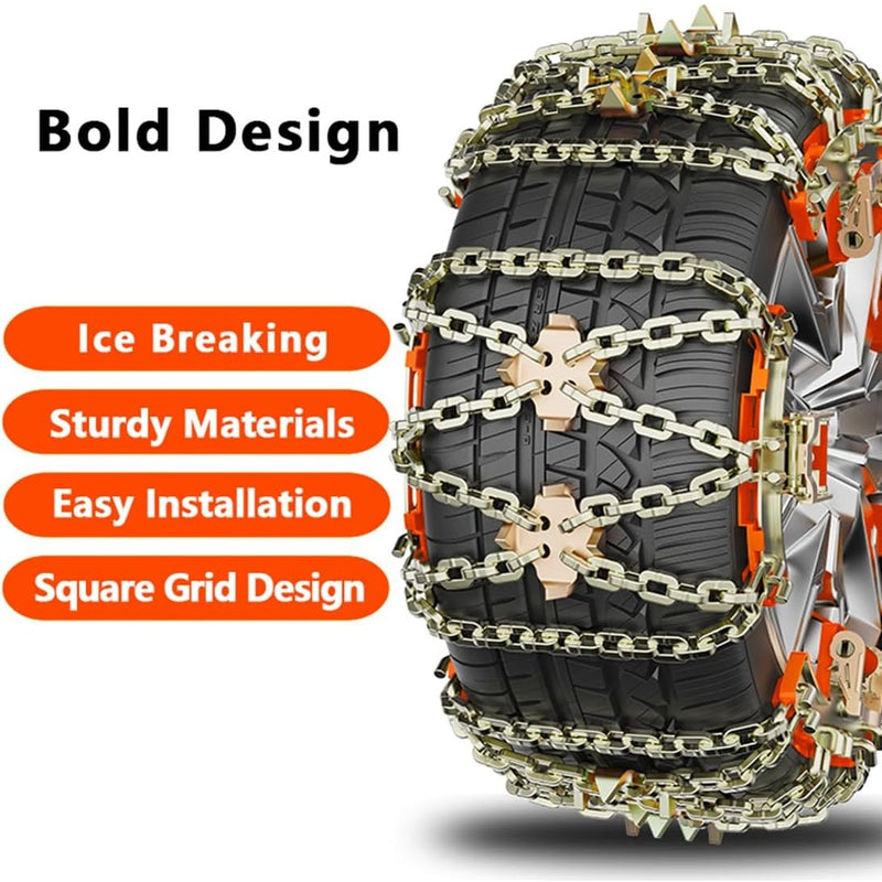 6-Pack Snow Tire Chains for Car/SUV/Pickup, Adjustable for Tire 8.7-11.1in W