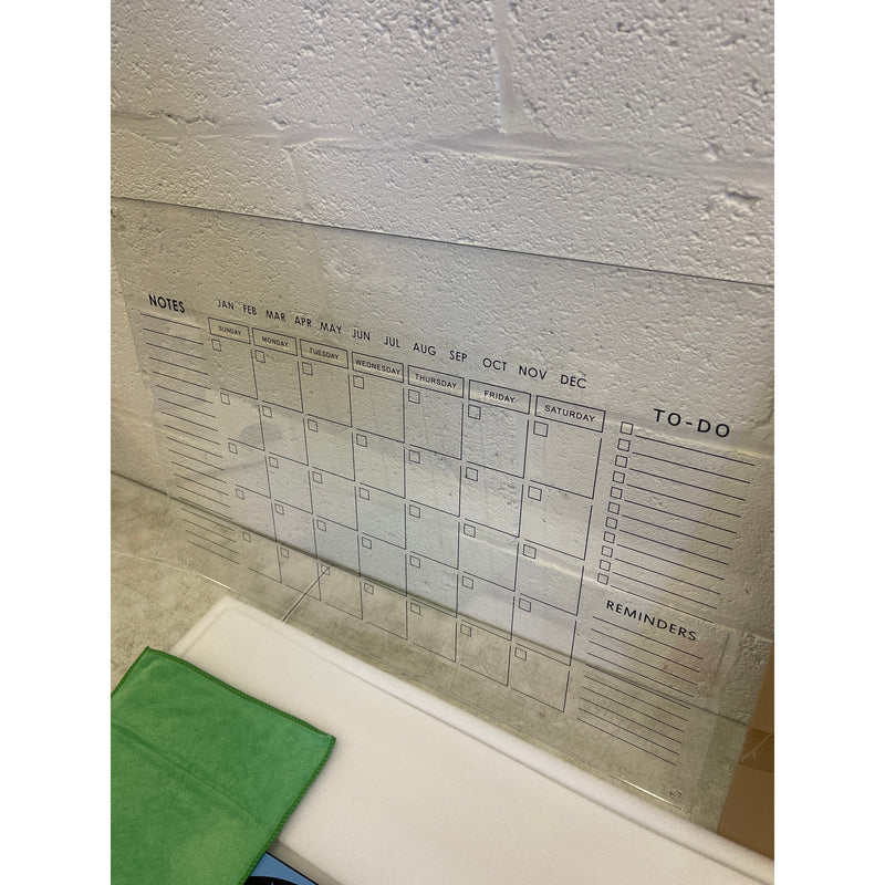 Guardmate Monthly Calendar Acrylic Dry-Erase Board 28" x 20" Wall-Mount &Markers