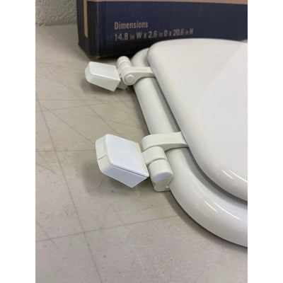 SET-OF-2 Elongated Enameled Wood Closed Front Toilet Seat in White
