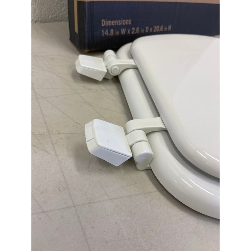 SET-OF-2 Elongated Enameled Wood Closed Front Toilet Seat in White