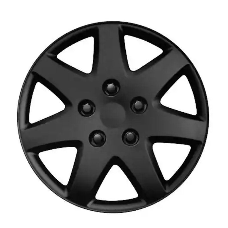 4-Pack AutoCraft 15" Wheel Cover: 7-Spoke, Matt Black, High Impact Plastic AC219