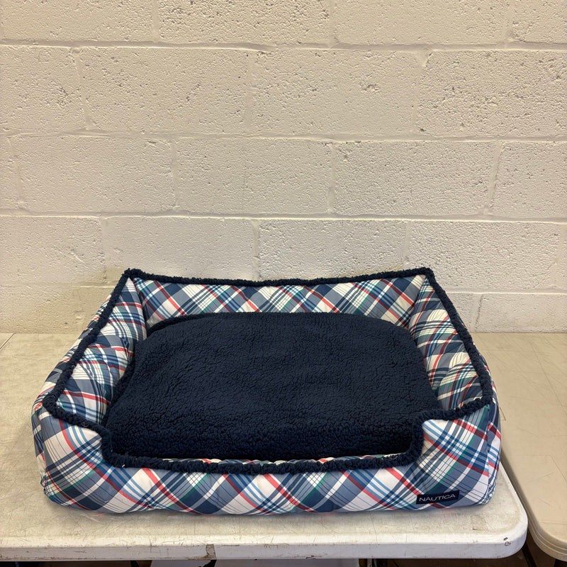 Nautica Rectangle Pet Bed 36" x 30" x 9" Dog Bed Plaid Multicolor Design - Large