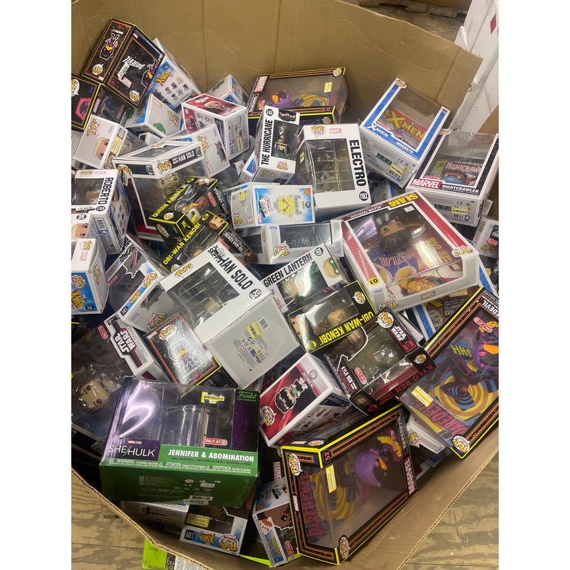 Pallet-of-300 FUNKO POPS IN BOX, MULTIPLE SIZES, Star Wars, Marvel, WWE, Justice League, Avengers