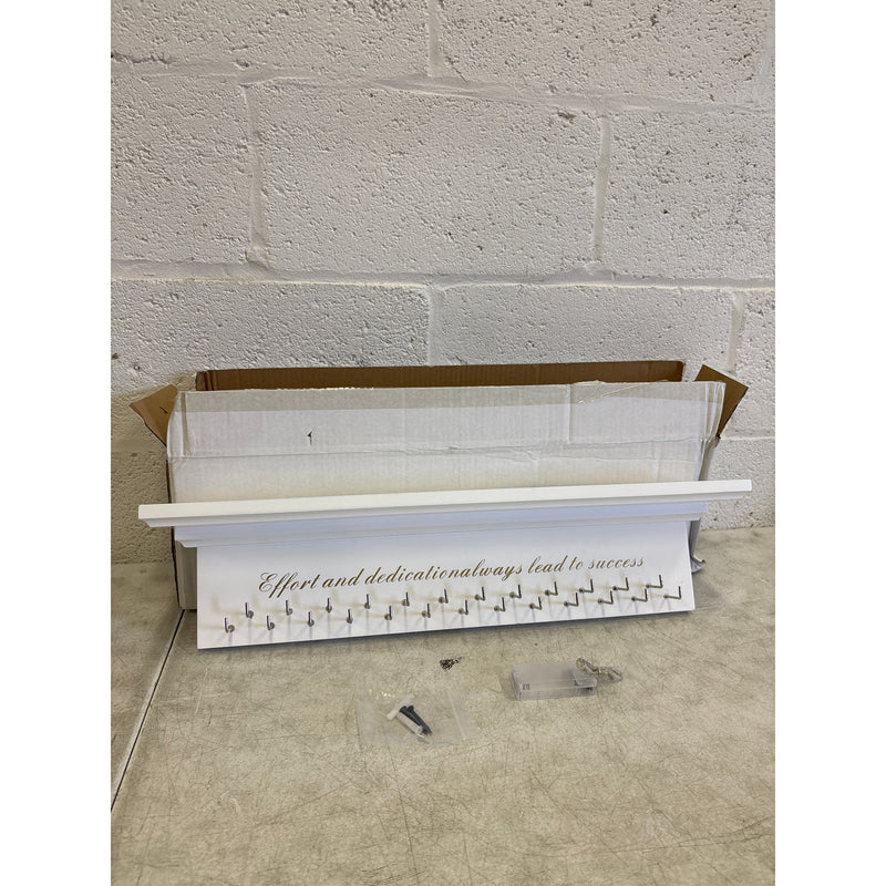 24" Medal Hanger Display Holder & Trophy Shelf w Hooks Wall Mount Wooden w Quote