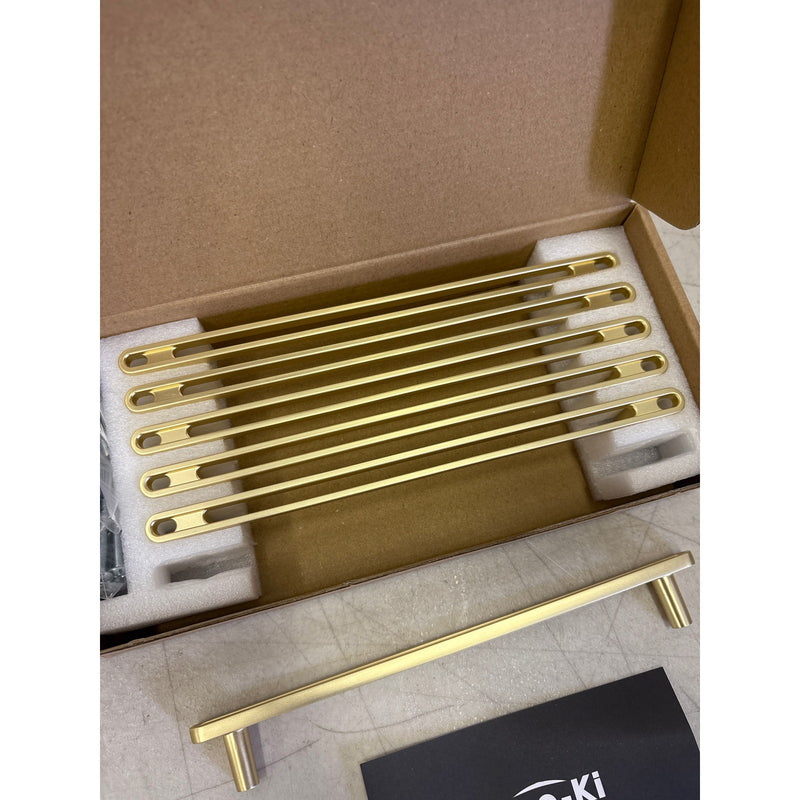 Goo-Ki 6-Pack 7-1/2" Hole Center Cabinet Pulls Light Brushed Brass, Hardware