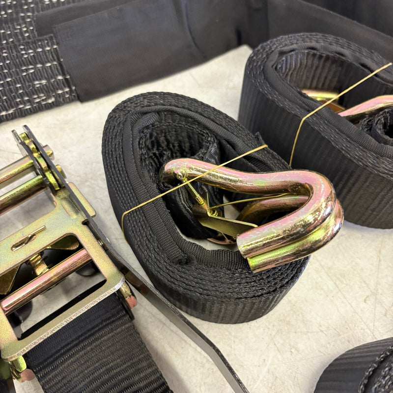 4 Pcs Auto Tie-Down Webbing Strap Belt Double J-Shaped Hook Belt Clip 4 Rings