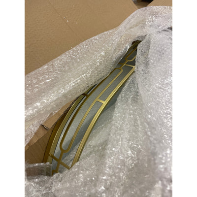 Glitzhome Rolling Kitchen Cart, Gold Metal Base w Glass Top 17" x 27" x 30"